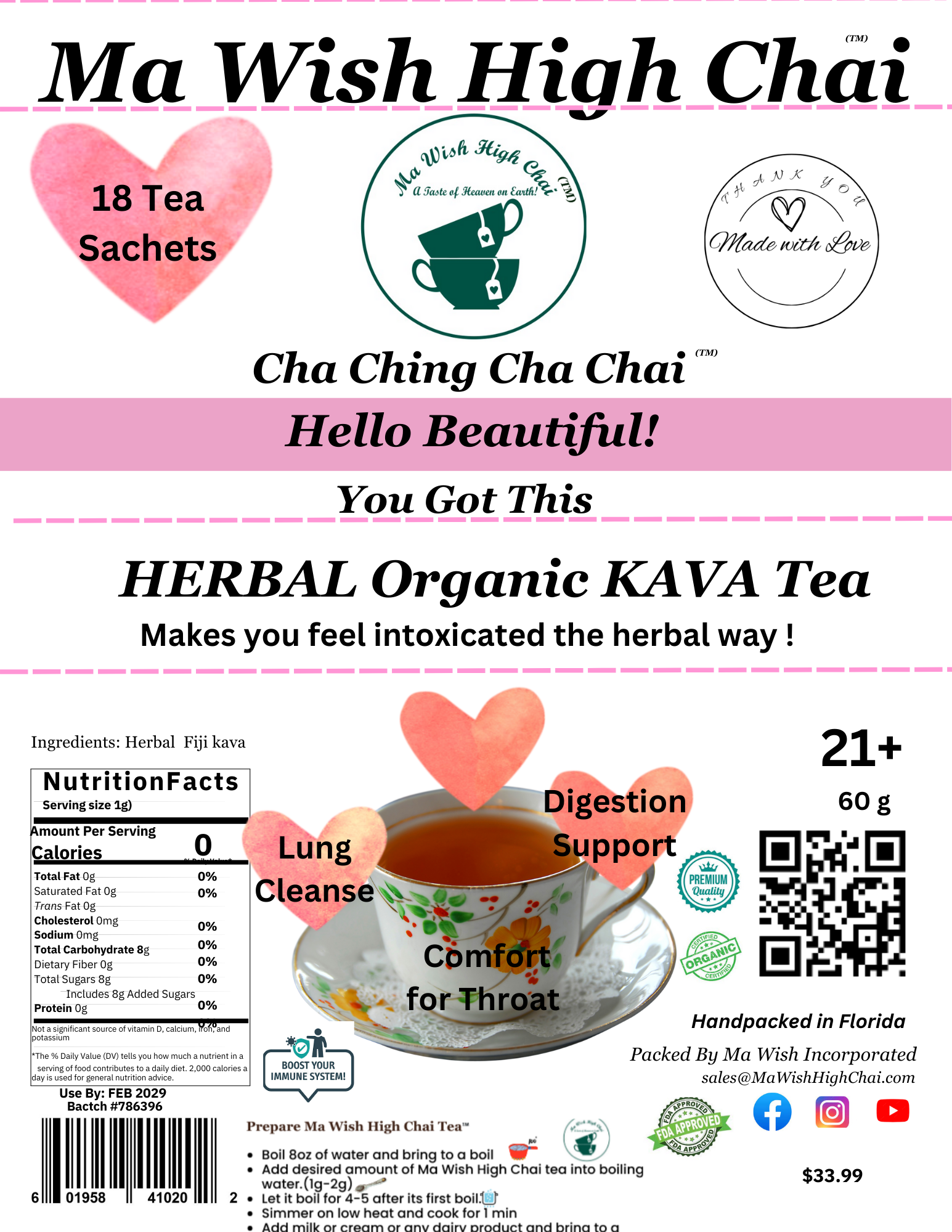 Organic Kava Tea For stress Relief & Calm