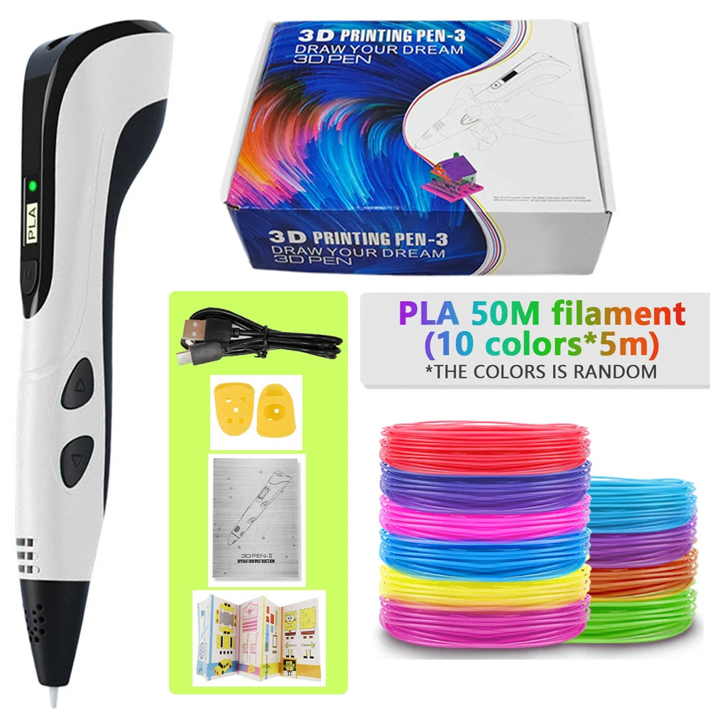 3d Pen for kids Creatived Toy DIY 3D Printing Pen Type-C Rechargeable 3D Pens Set with 200M PLA Filament for Children Gift