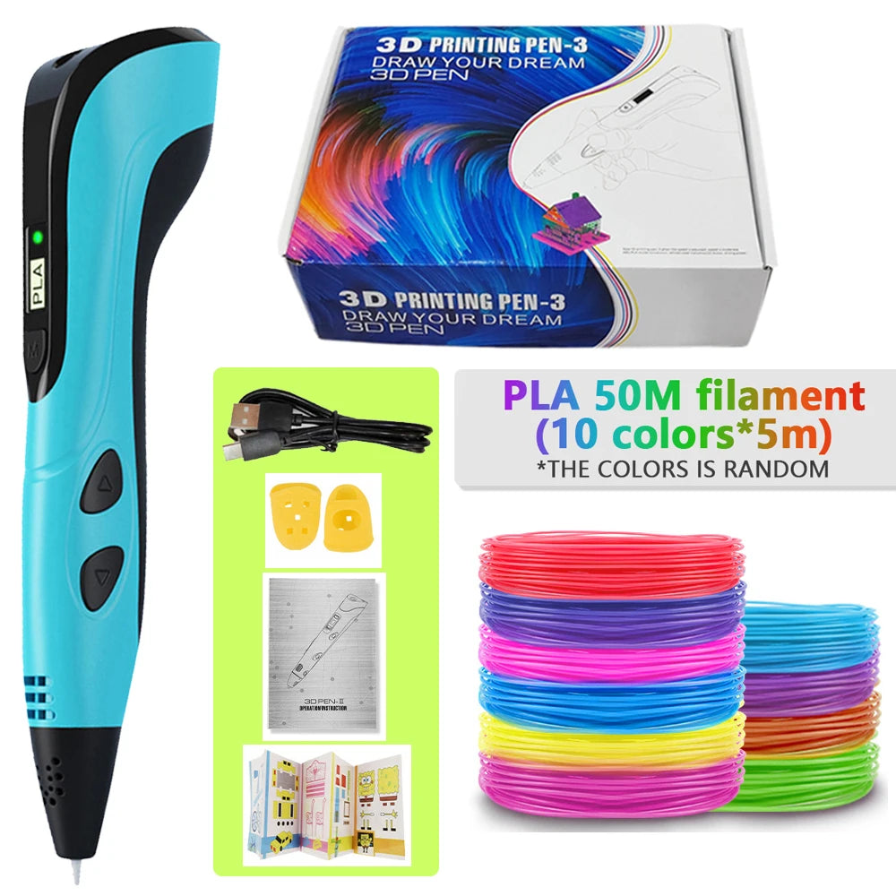 3d Pen for kids Creatived Toy DIY 3D Printing Pen Type-C Rechargeable 3D Pens Set with 200M PLA Filament for Children Gift