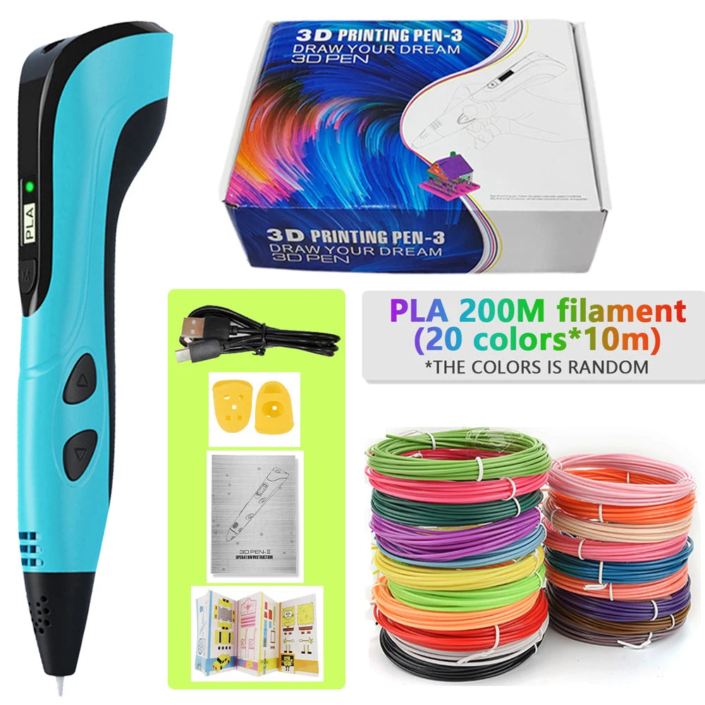 3d Pen for kids Creatived Toy DIY 3D Printing Pen Type-C Rechargeable 3D Pens Set with 200M PLA Filament for Children Gift